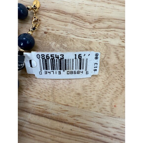 Monet Vintage Black Beaded Necklace With Gold-Tone Accents - Picture 8 of 9